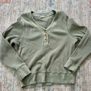 Pact Green Long Sleeve Waffle Top